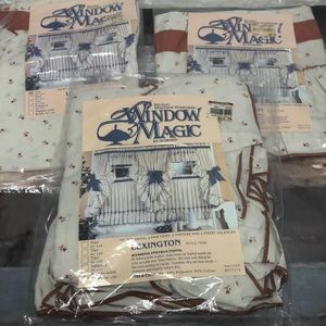 Vtg cottage core curtain‎ set topper w/ bows + tier + valance Lexington #636